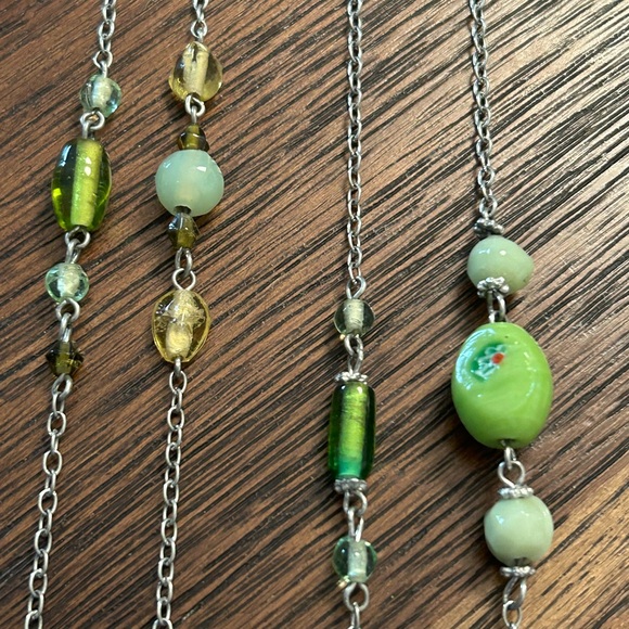 HUGE SALE! VINTAGE ARTISAN ART DECO BLOWN GLASS DOUBLE STRAND NECKLACE - Picture 6 of 8